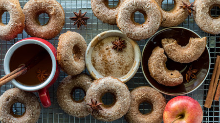 Chia orchard doughnuts with cinnamon sugar for dipping.
