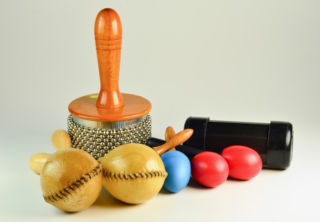 Group Of Latin Percussion Isolate on white backgroundの写真素材