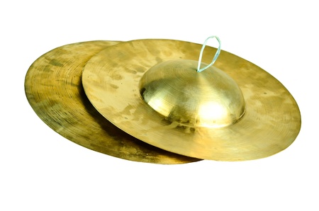 Old Style Brass Thai small cymbal isolate on white backgroundの写真素材