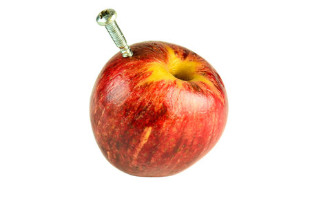Apple With Screw Isolate on White Backgroundの写真素材