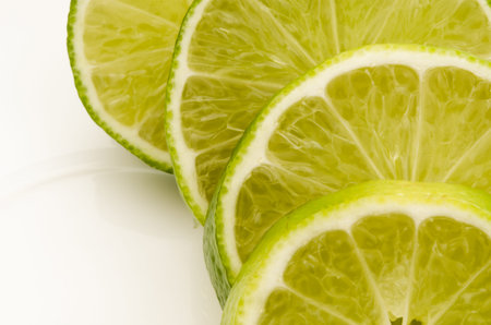 closeup fresh Slice lime on white background