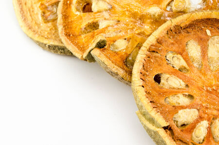 Dried quince on white backgroundの写真素材