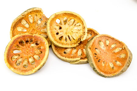 Dried quince on white backgroundの写真素材