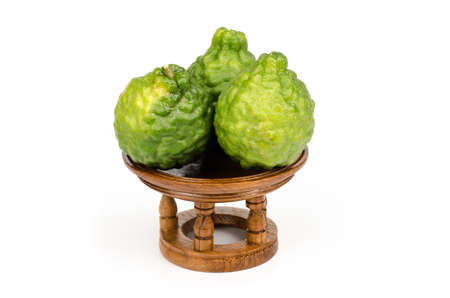 Image of bergamot in wooden Northern Thai's trayの写真素材