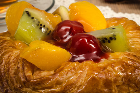 mixed fruit danish pastry in white dishの写真素材