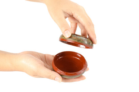 Image of wooden casket isolate on white backgroundの写真素材