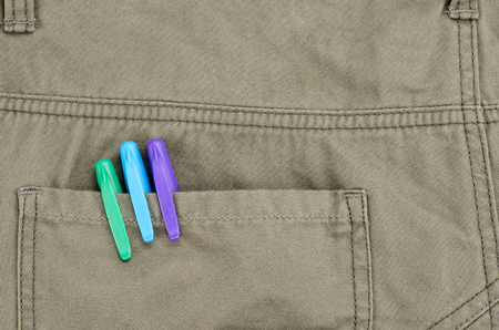 Image of colorful pen in back pocket pantsの写真素材