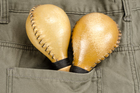 Maracas in back pockets of pantsの写真素材