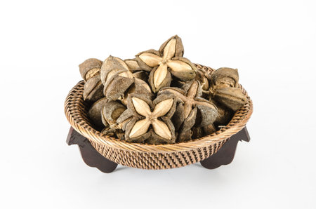 Image of sacha inchi peanut seed on white backgroundの写真素材