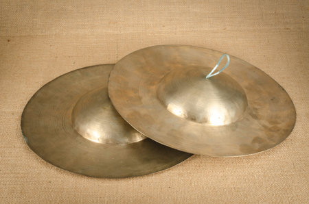 Thai's cymbal on brown sack backgroundの写真素材