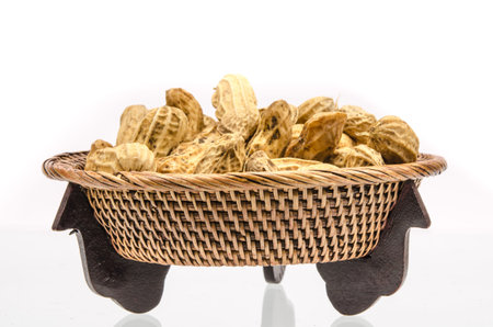 Boiled peanuts on white background