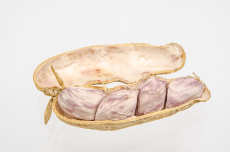 Boiled peanuts on white backgroundの写真素材