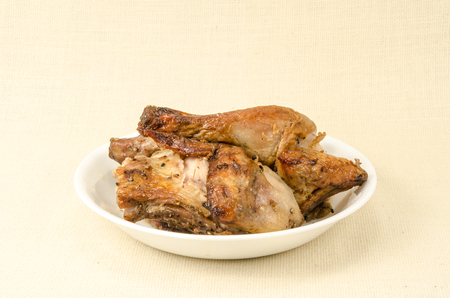 Image of grilled chicken in white dishの写真素材
