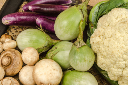 Image of mix vegetable on brown sack backgroundの写真素材