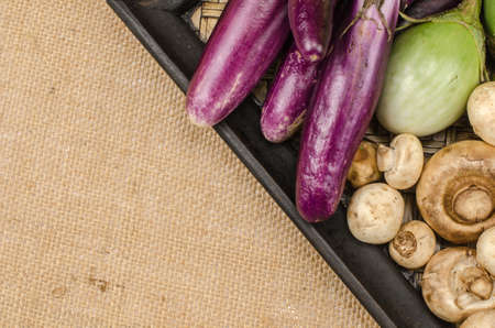 Image of mix vegetable on brown sack backgroundの写真素材