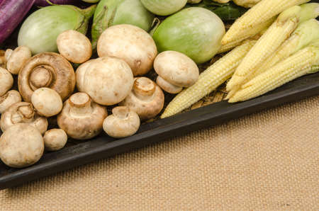 Image of mix vegetable on brown sack backgroundの写真素材