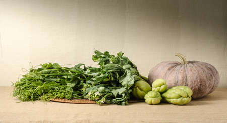 Image of vegetables on brown sack backgroundの写真素材