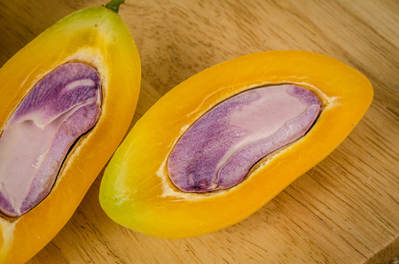 Image of fresh marian plum on fabric backgroundの写真素材