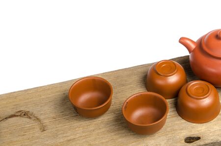 Image of tea set on white backgroundの写真素材