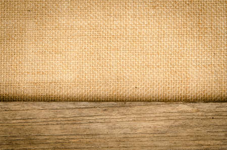 Old grunge wood with brown sack backgroundの写真素材