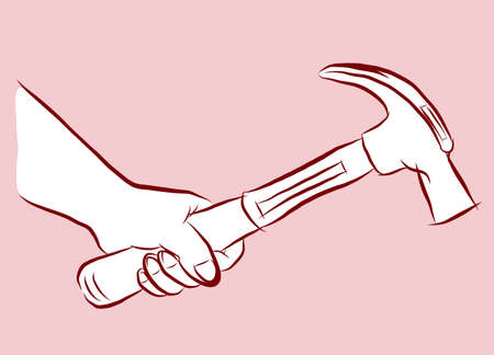 Vector of hand holding hammerの写真素材