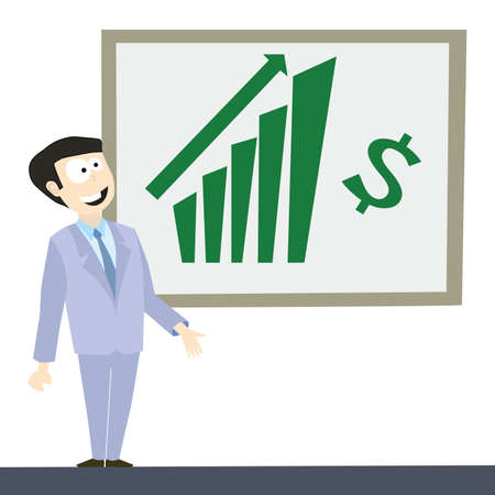 Businessman with growth up chartのイラスト素材