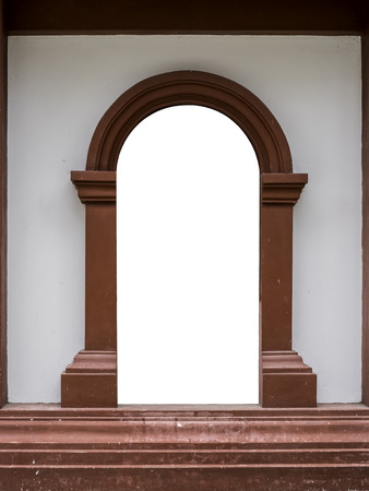 Thai classic style ancient art of door's frame isolate on white background with clipping pathの写真素材