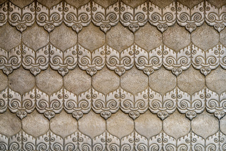 Thai's old style pattern on silver plateの写真素材