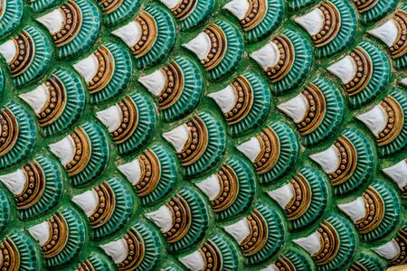 Dragon scaly, Thai ancient stucco in templeの写真素材