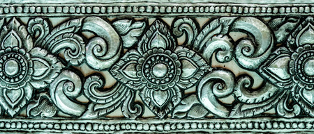 Thai's old style pattern on silver plateの写真素材