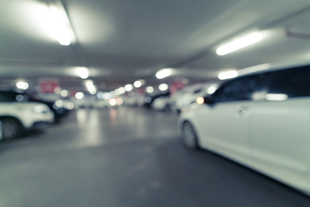 Blurred Image of indoor car park for background usageの写真素材
