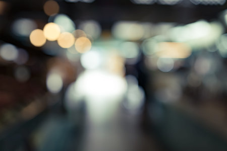 Abstract blur image of people in food market for background usage