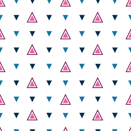Vector Simple Triangle Geometric seamless pattern background. Modern design with pink, burgundy red,...