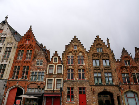 Typical house architectural facade, Bruges, Belgiumの写真素材