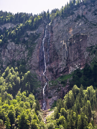 Rothbachfall waterfall in Berchtesgaden national park, Bavaria, Germanyの写真素材