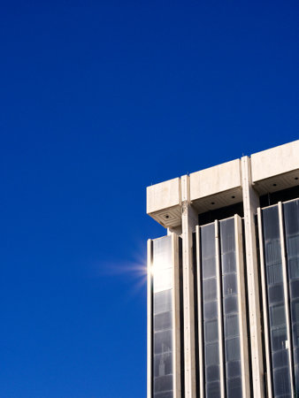 Modern building facade architecture blue skyの写真素材