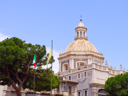 Church baroque dome of the abbey of Saint Agatha - Badia di SantAgata - in Catania. Sicily. Italyの写真素材