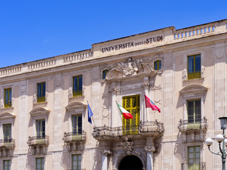University of Catania view under a sunny summer day, Sicily, Italyの写真素材