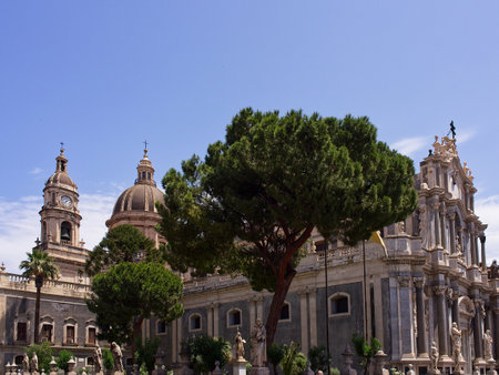 The Saint Agatha basilica cathedral in a sunny summer day. Catania, Sicilyの写真素材