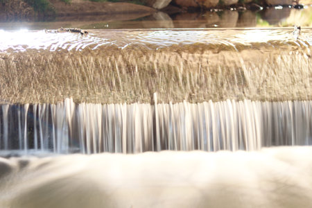 Waterfall in the forest, motion blur, soft focus and blur