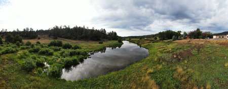 Monsoon season along Show Low Creek, in the town of Show Low, Arizona.の写真素材