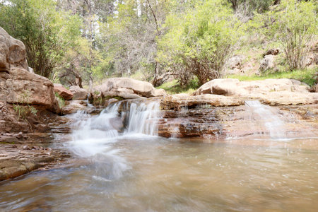 A small waterfall along Tonto Creek, just under the Mogollon Rim in northern Arizona.の写真素材