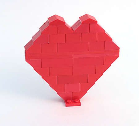 red heart made with bricksの写真素材