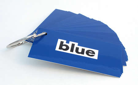 isolated word blue on flashcard stackの写真素材