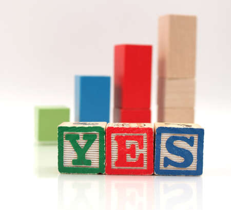 Wooden Blocks Spelling Yesの写真素材