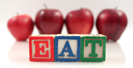 Eat blocks with applesの写真素材