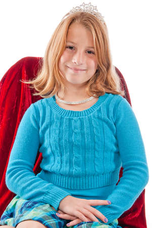 Young caucasian female child dressed up as a princessの写真素材