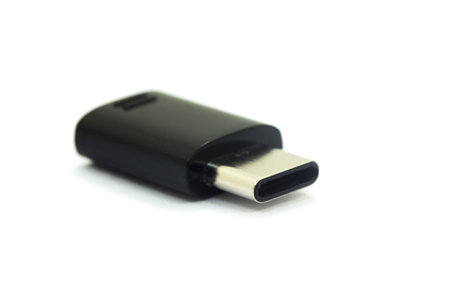 USB-C flash drive isolated on white background. Photo taken in a studio.