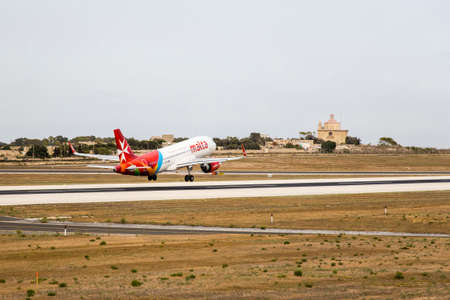 Luqa, Malta - September 06, 2020: AirMalta Airbus A320-251N taking off.のeditorial素材