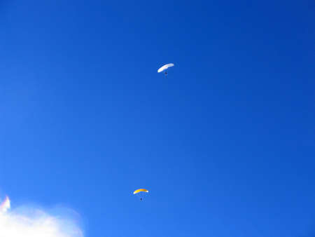 Paragliding in the Mountains Tignes, Franceの写真素材